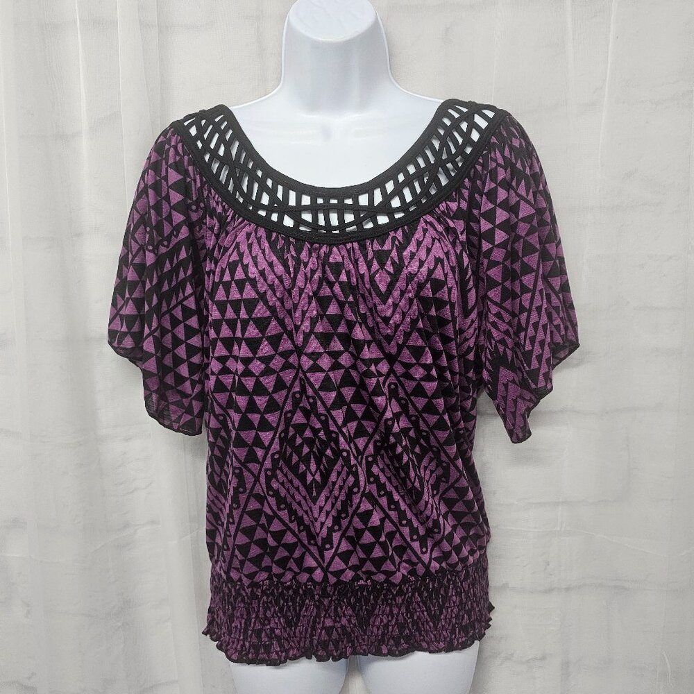 Degrees Blouse Y2K Retro Purple Black Fairy XL NWT